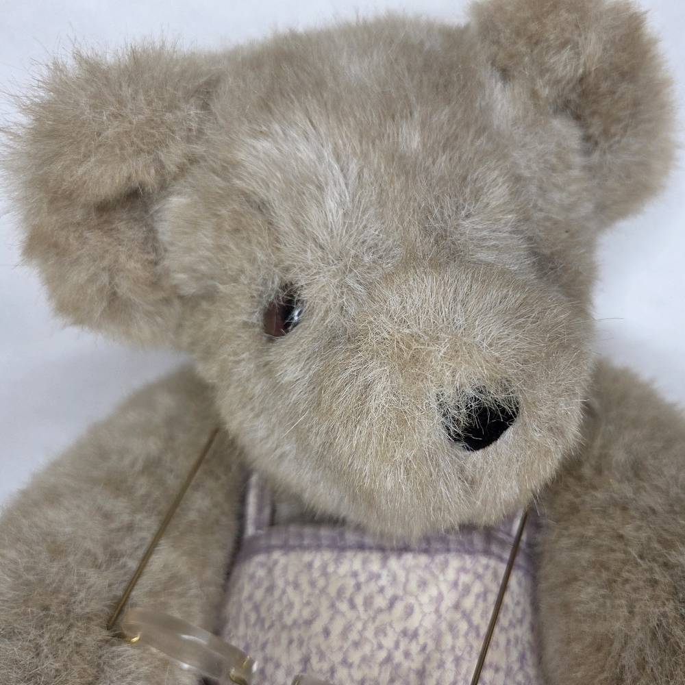 1994 Adorable Plush Bear in Cream and Purple Outfit - Picture 4 of 9